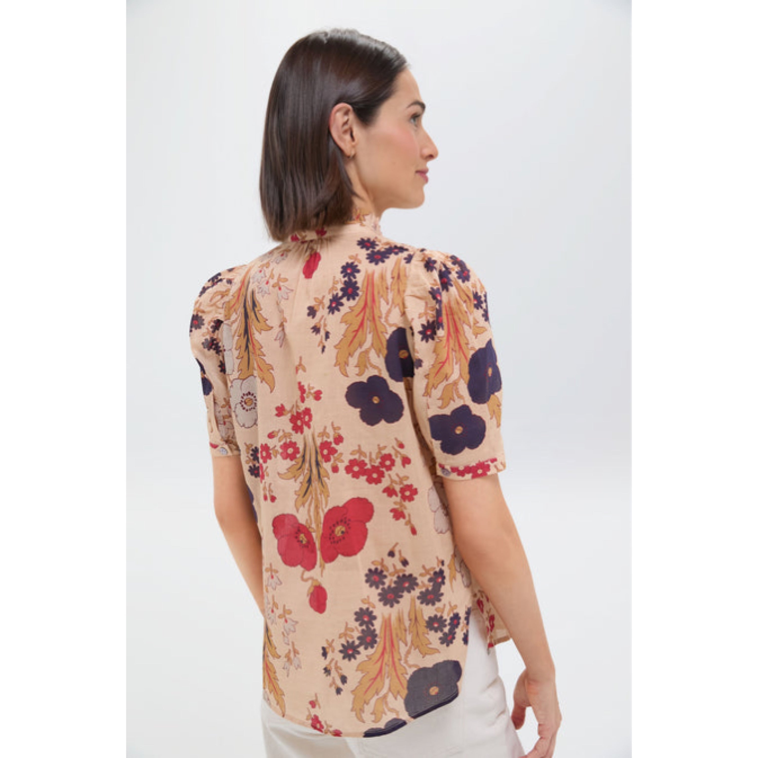 Alix of Bohemia tan Winnie Vintage Poppy blouse, size XS