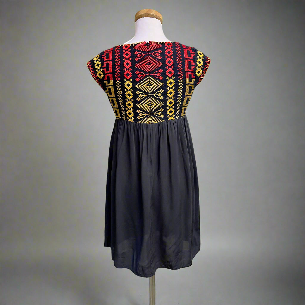 THML navy embroidered dress, size S