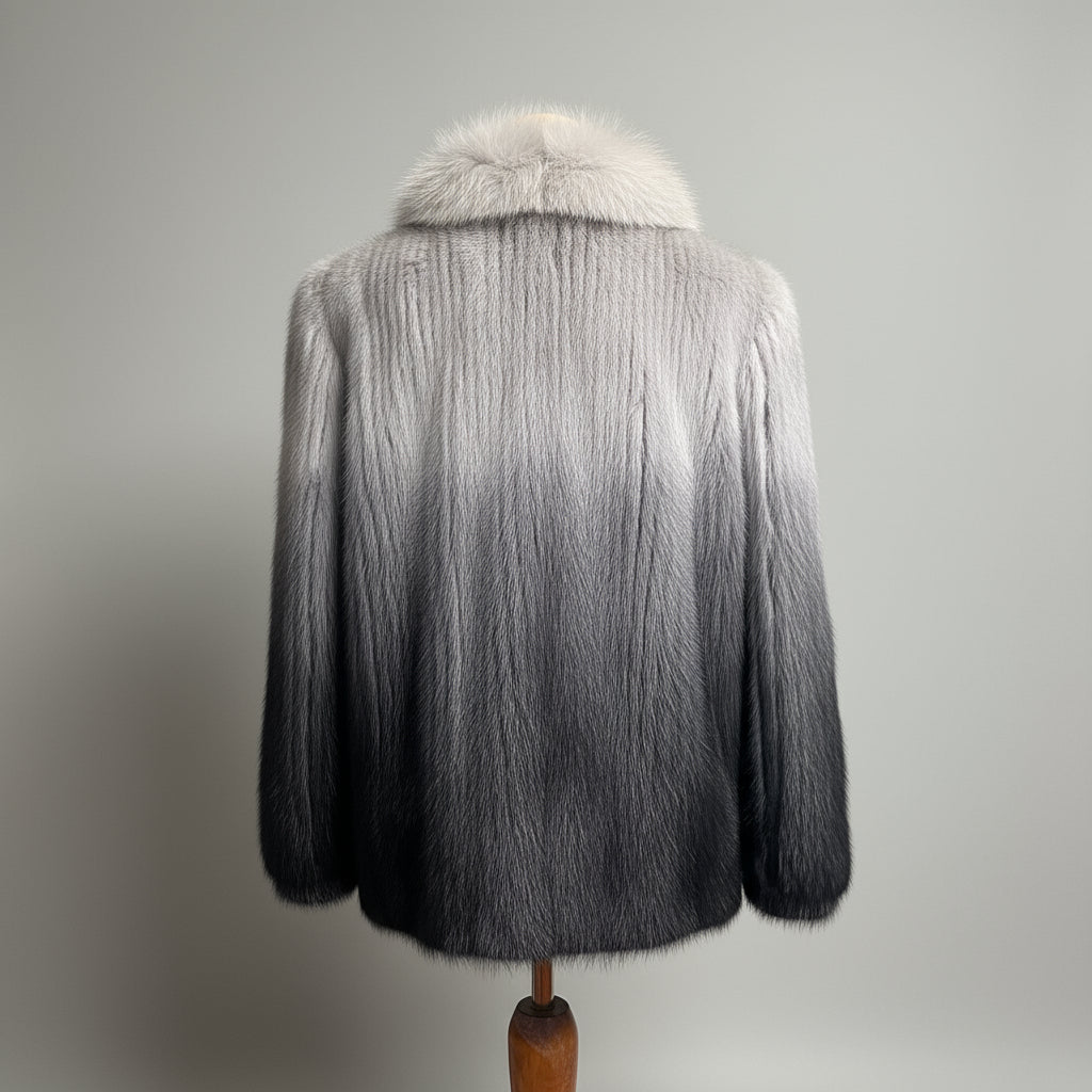 Avanti gray ombre mink and fox fur jacket, size 12