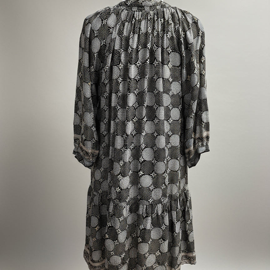 Natalie Martin black and gray print dress, size XS