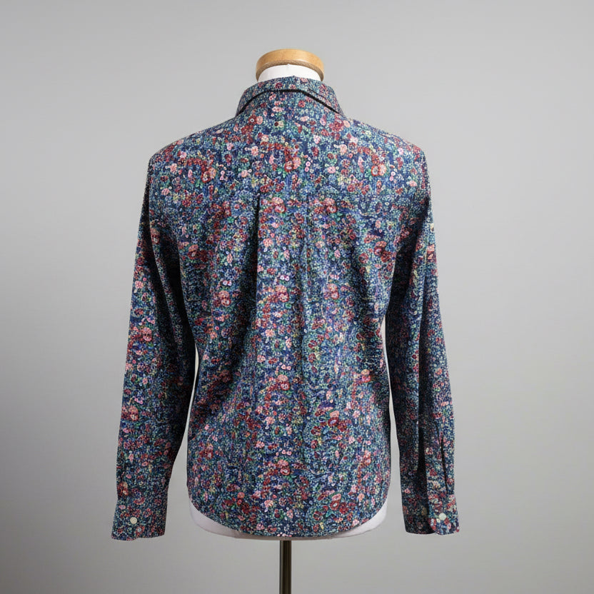 Frank & Eileen blue floral Sylvio blouse, size XS