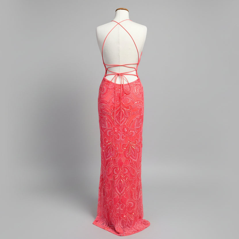 Coral beaded dress, size 6, BRAND NEW!