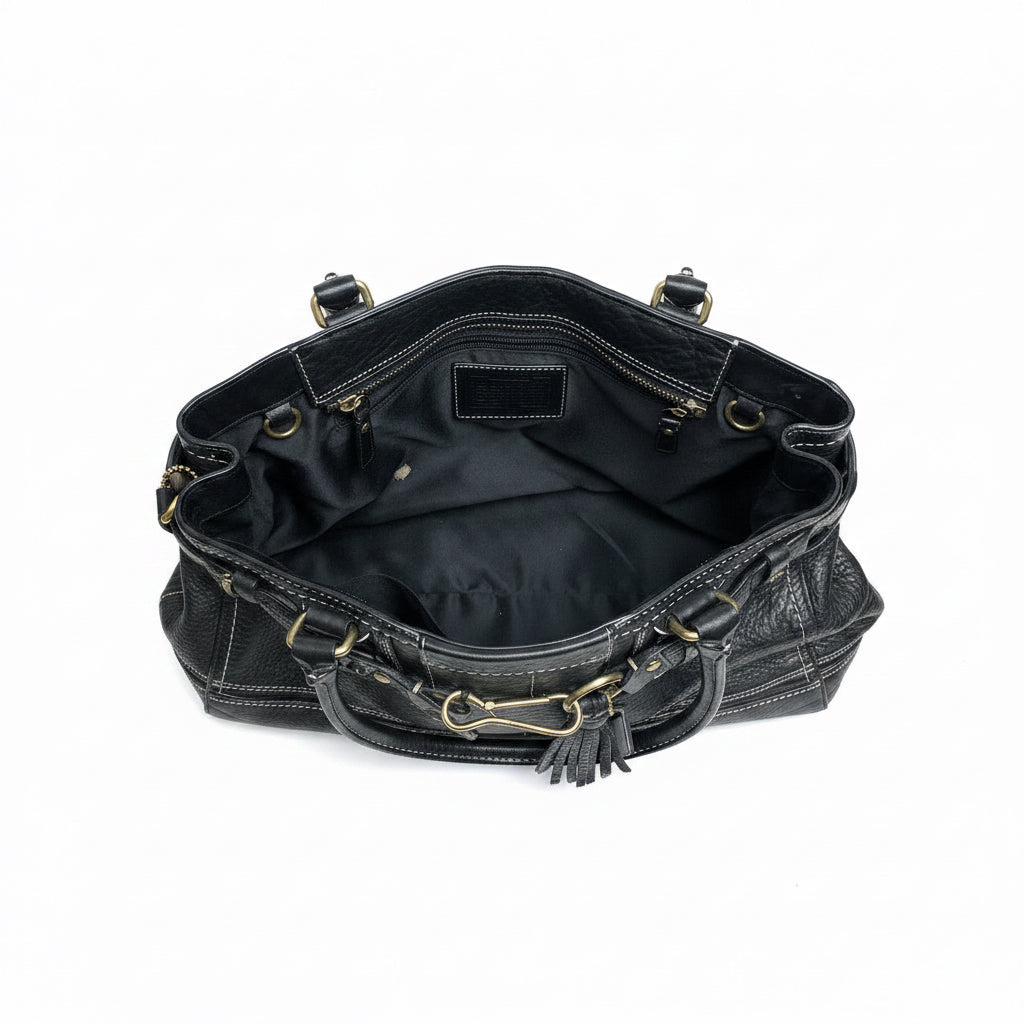 Coach black leather Hamptons satchel