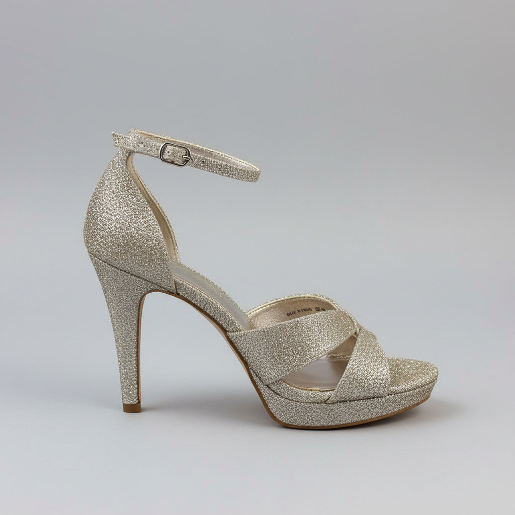 Adrianna Papell gold Jimmy Net platform sandal, size 6.5, NEW IN BOX!