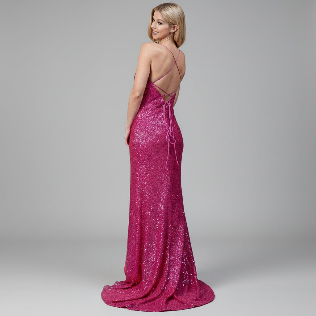 Amelia Couture hot pink sequin dress, size 14, NEW WITH TAGS!