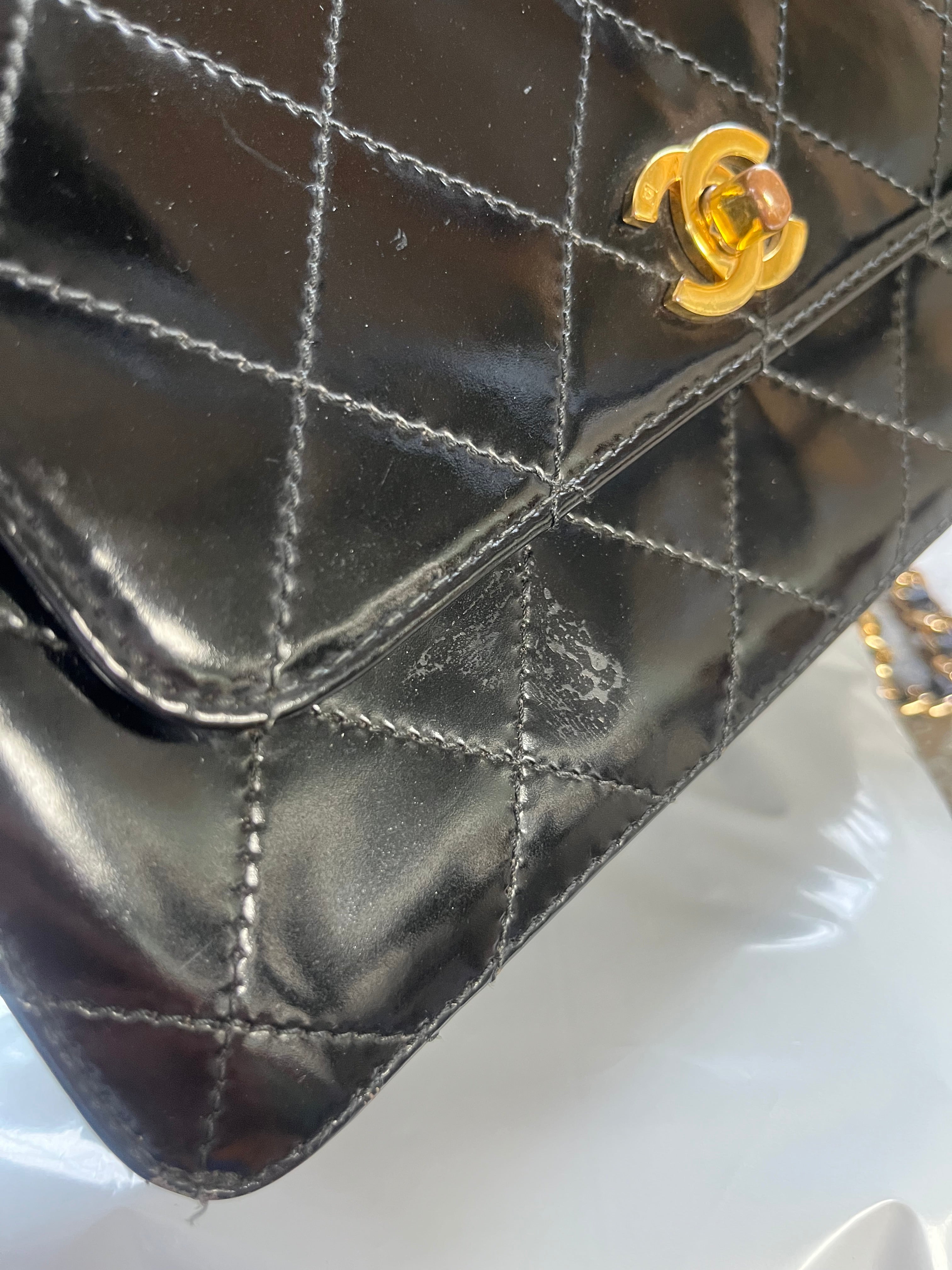 CHANEL vintage black quilted leather bag
