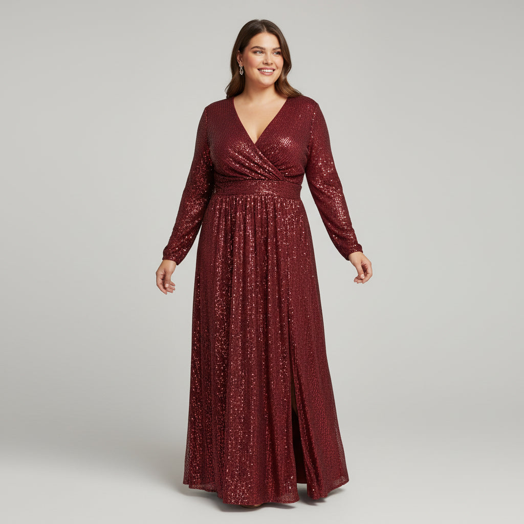 Brick red sequin dress, size 4X