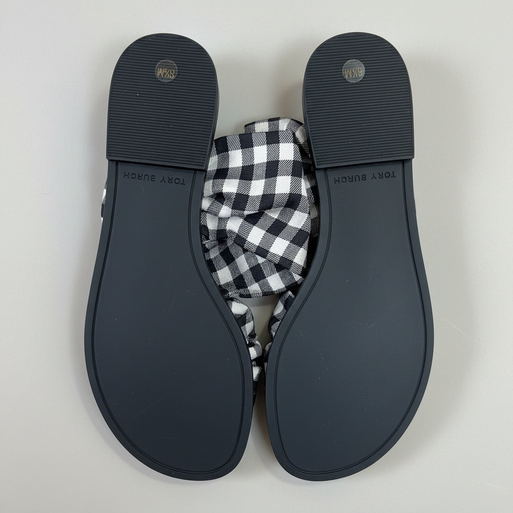 Tory Burch black and white gingham Selby Scarf sandals, size 8.5, BRAND NEW!