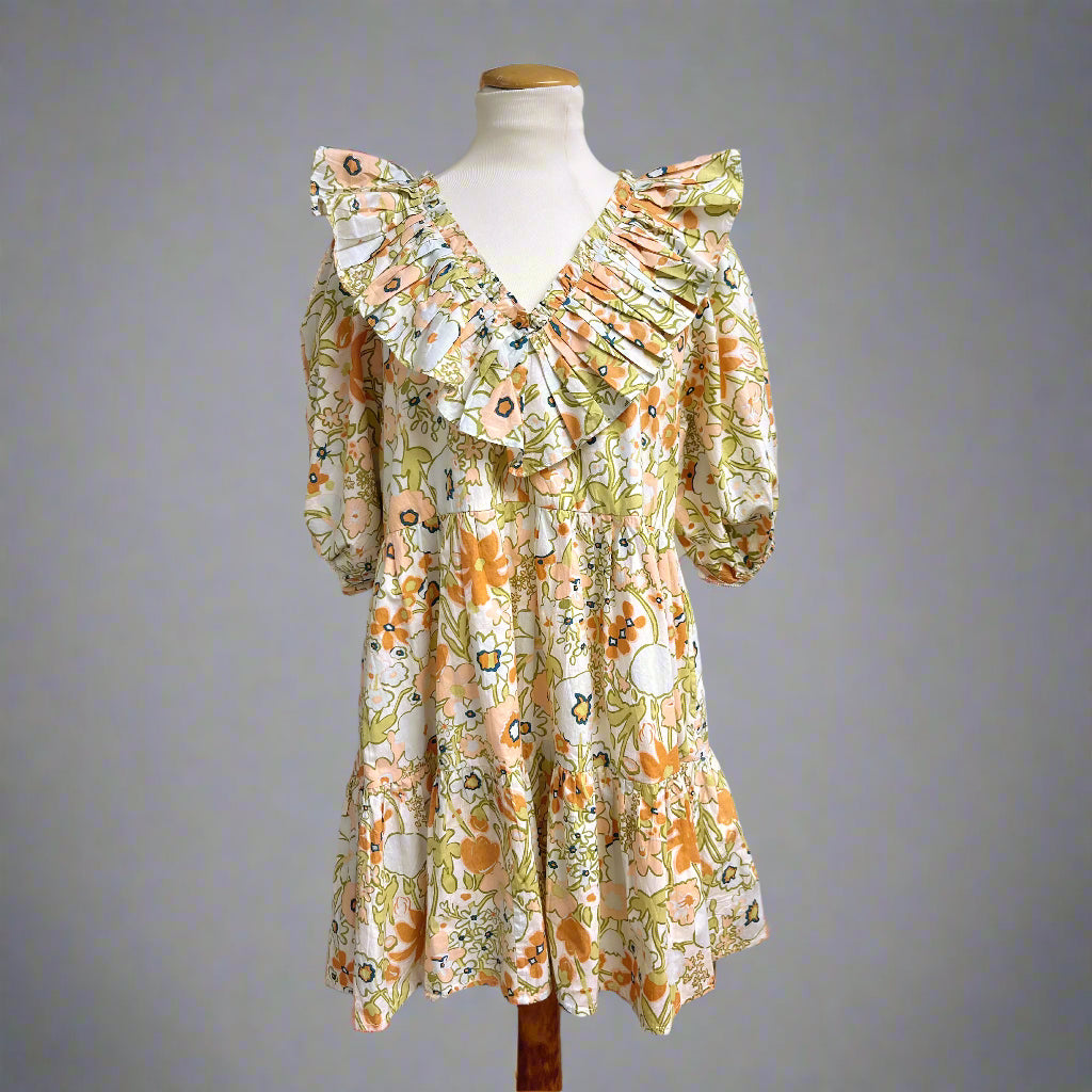 Cleobella peach floral Farrah dress, size M