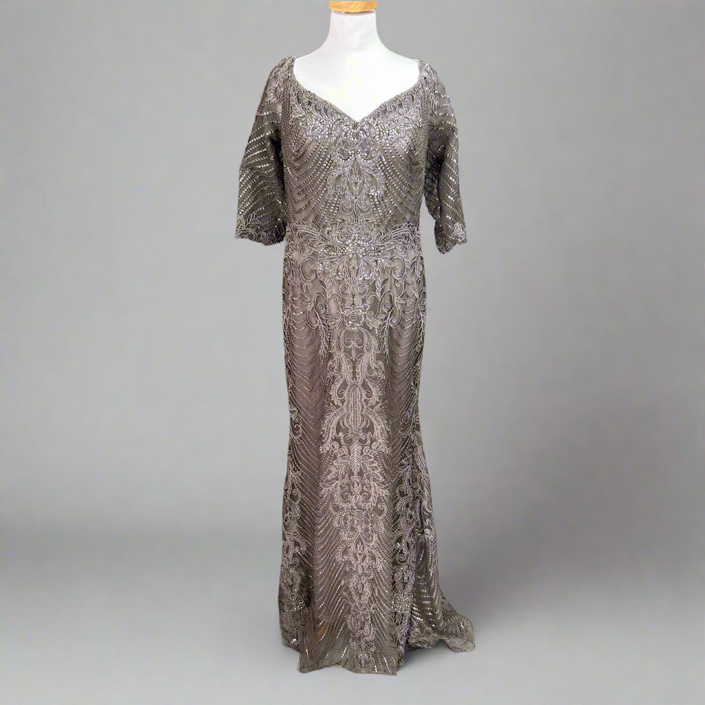 Cameron Blake smoke gray dress, size 12, NEW WITH TAGS!