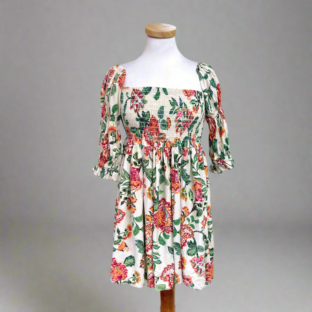 Misa pink and green floral Zadie dress, size M