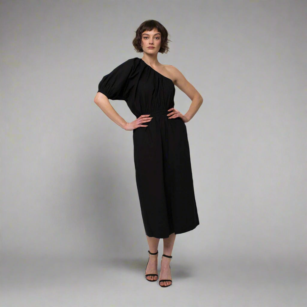 Apiece Apart black one-shoulder Palma dress, size XS, NEW WITH TAGS!