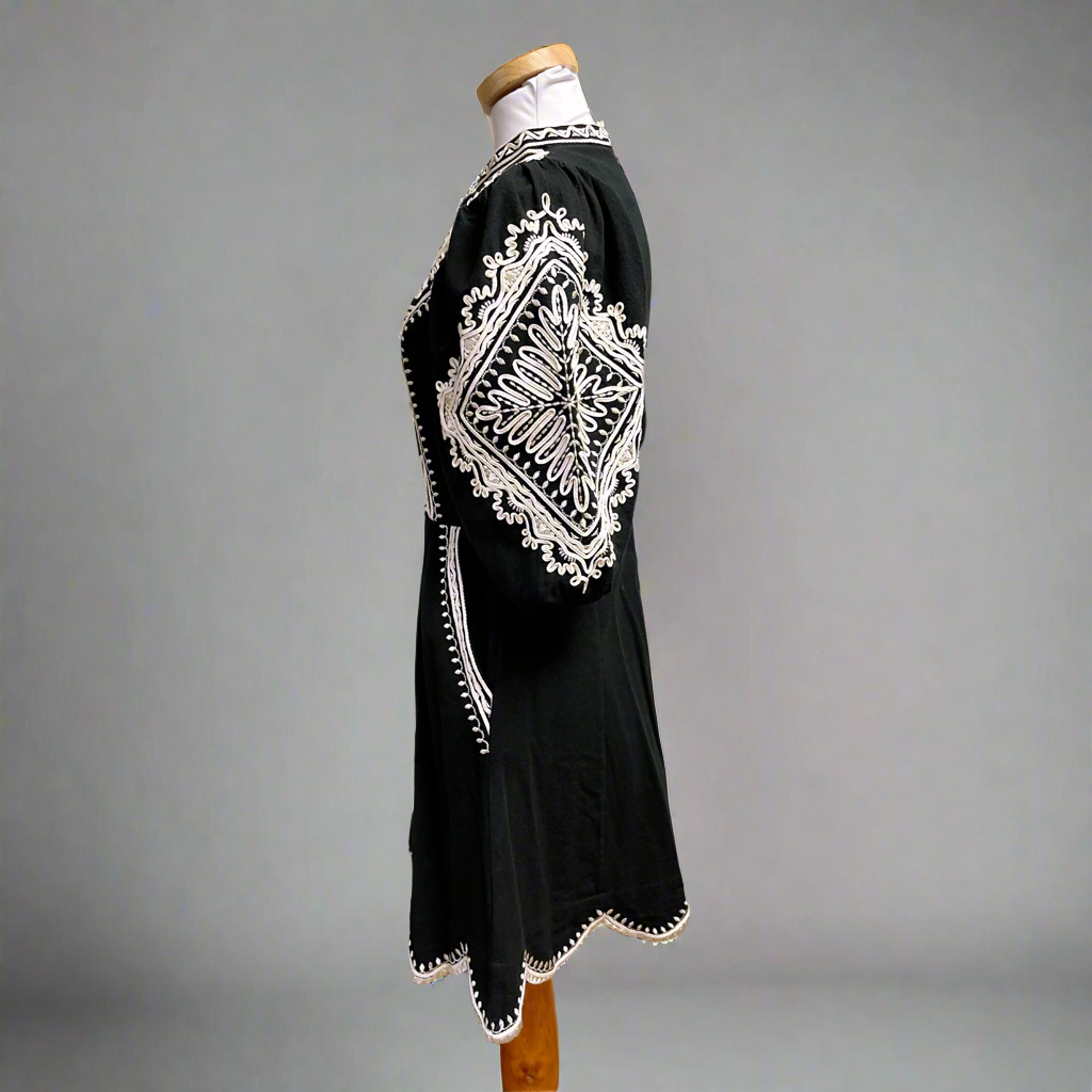 Scarlett Poppies black embroidered See You Tonight dress, size S