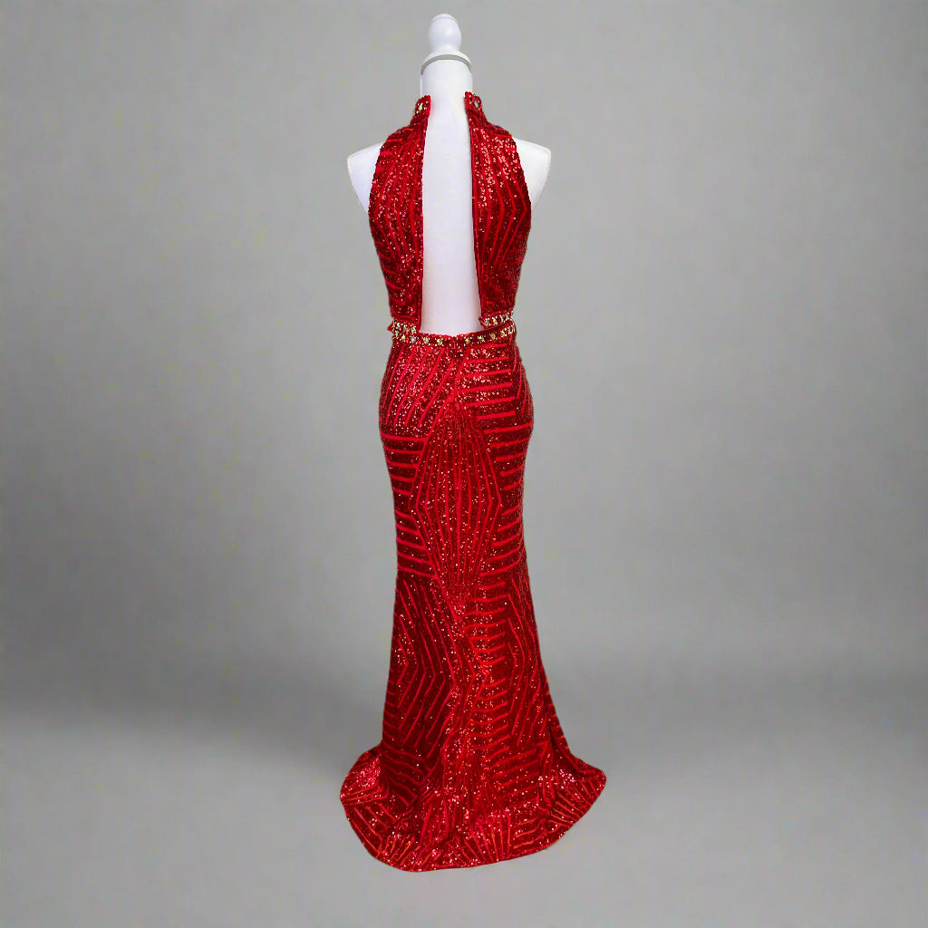 Royal Queen red sequin 2-piece dress, size 4