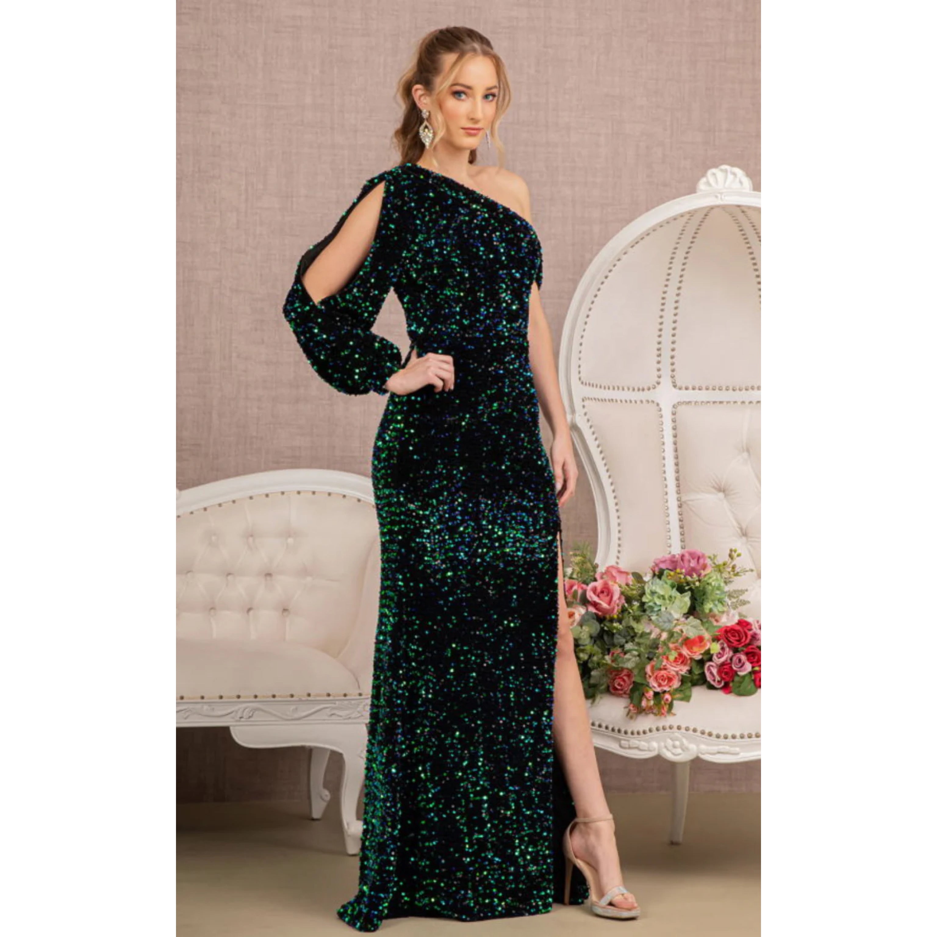 Elizabeth K. emerald sequin dress, size S, NEW WITH TAGS!