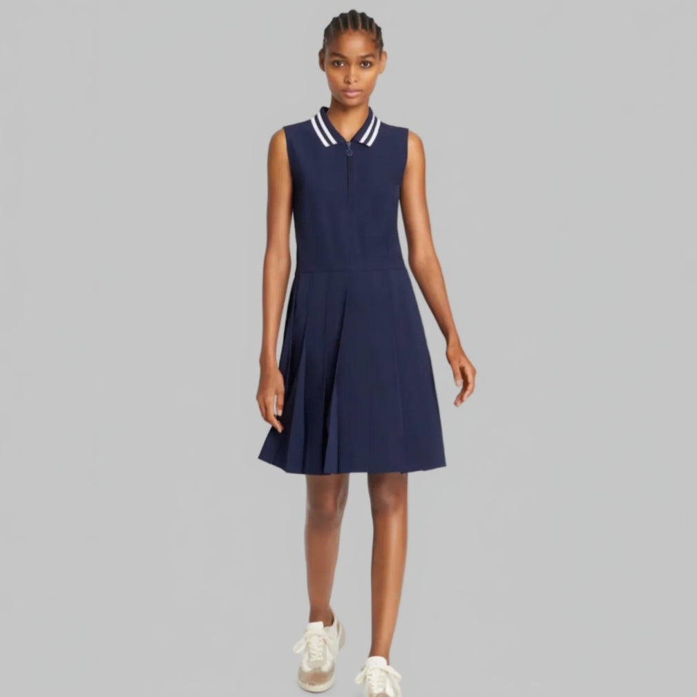 Tory Burch navy Performance Pleated collar golf dress, size M