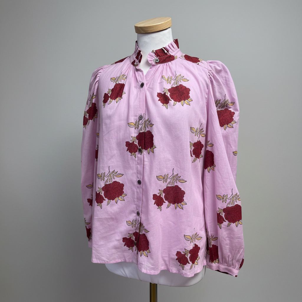 Alix of Bohemia orchid & red floral Annabel Ruby blouse, size XS