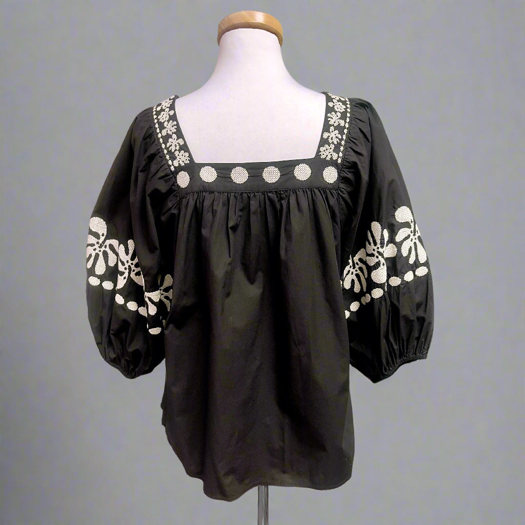 Corey Lynn Calter black embroidered Winnie blouse