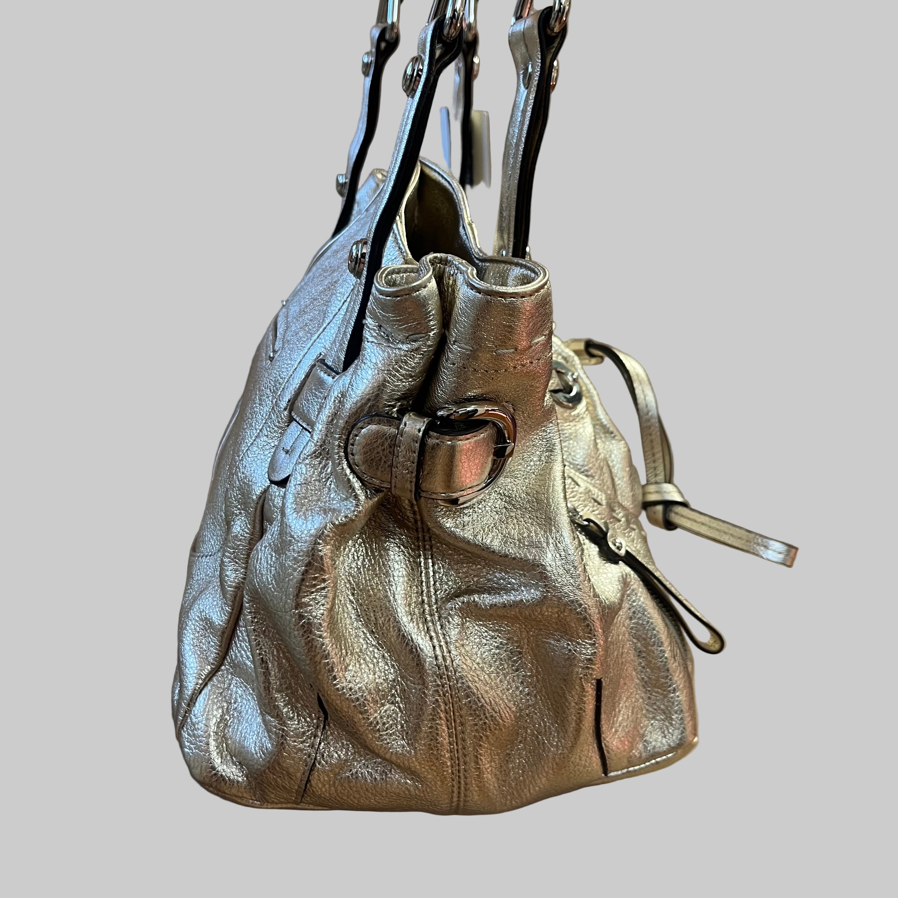 B. Makowsky gold leather bag, NEW WITH TAGS!