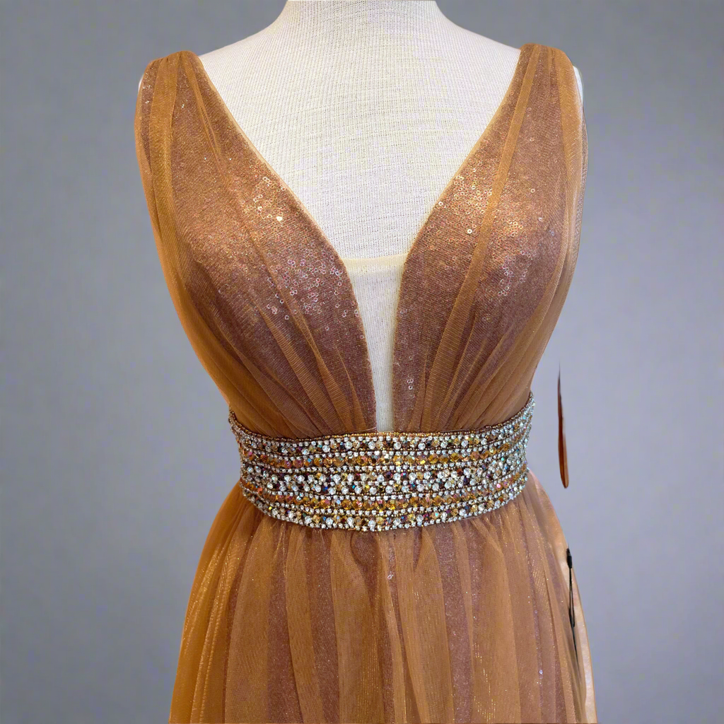 Lucci Lu bronze ballgown, size 4, NEW WITH TAGS!