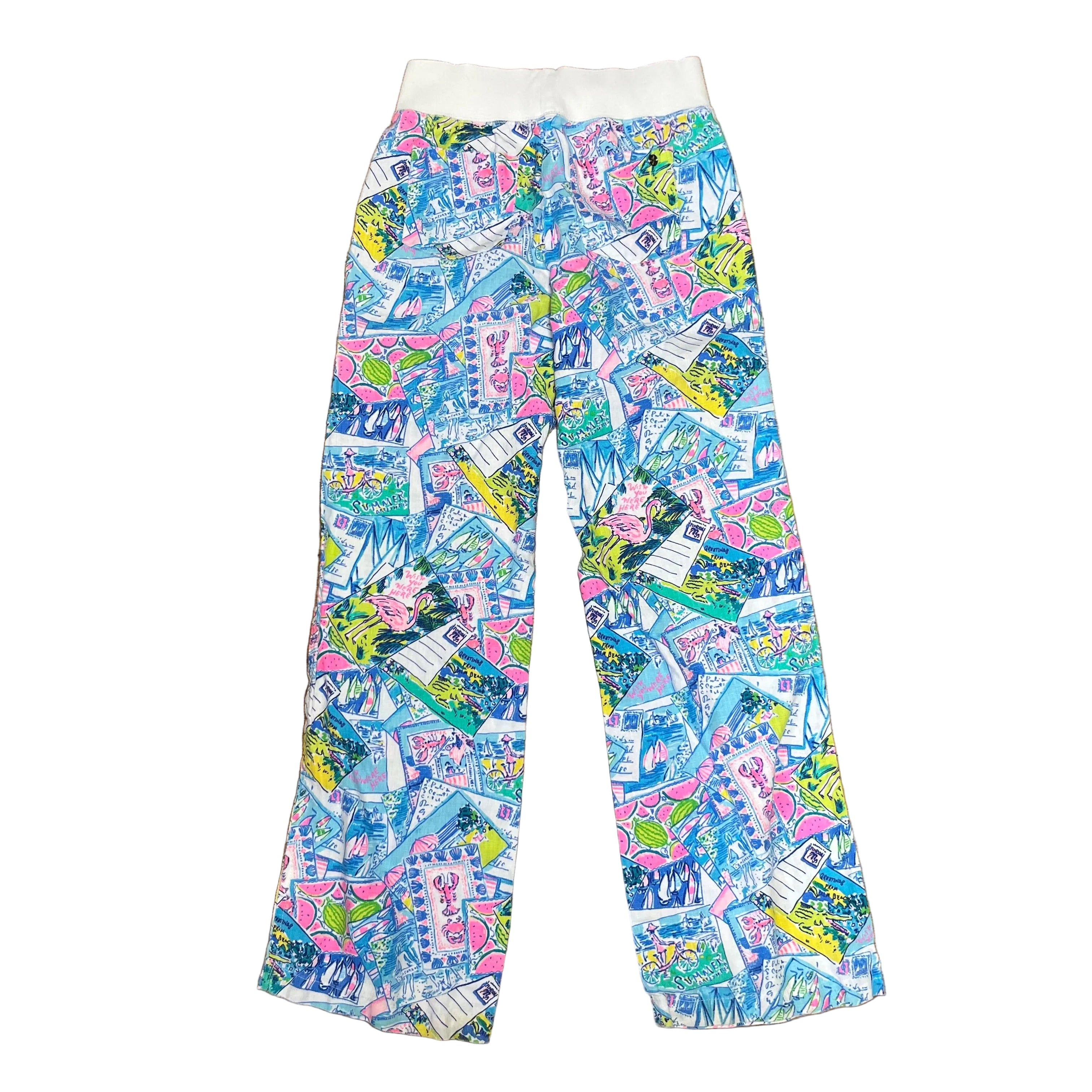 Lilly Pulitzer blue and pink linen beach pants, size S