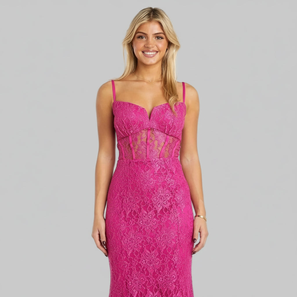 Morgan & Co. fuchsia lace dress, size 0