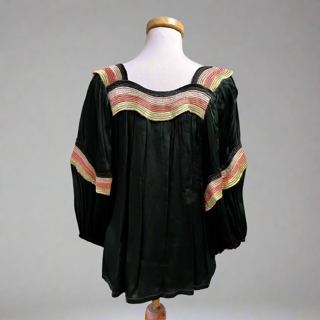 Corey Lynn Calter black and metallic Patti blouse, size S