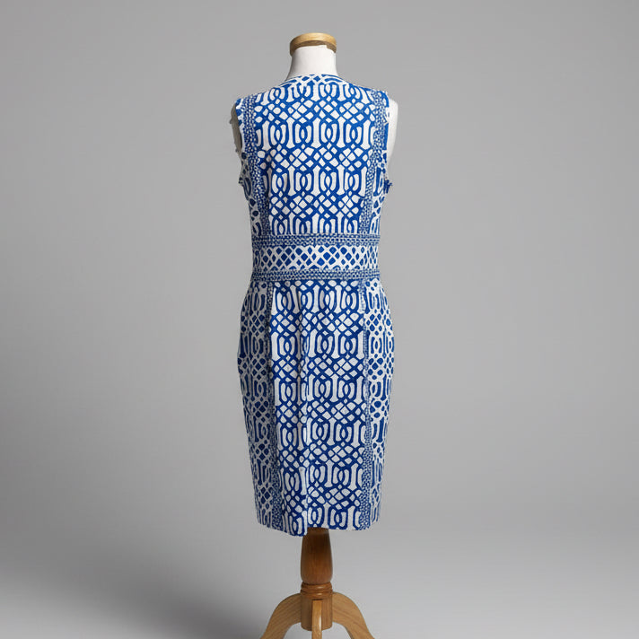 J. McLaughlin blue & white Lola dress, size L