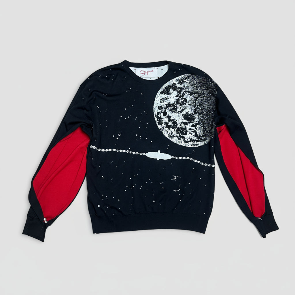 Schiaparelli black Man Ray Trust sweater with moon design, size 42 (size 10)