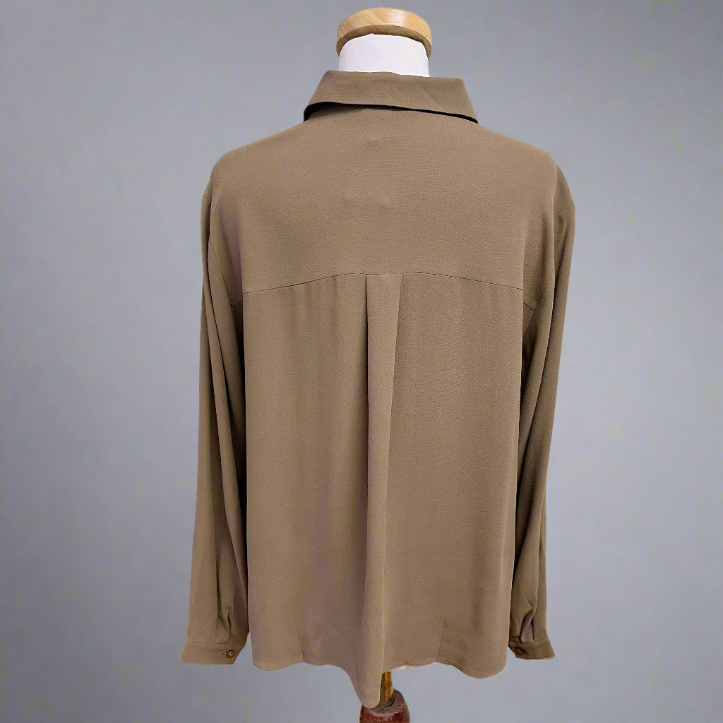 Eileen Fisher chocolate brown silk blouse, size S, NEW WITH TAGS!