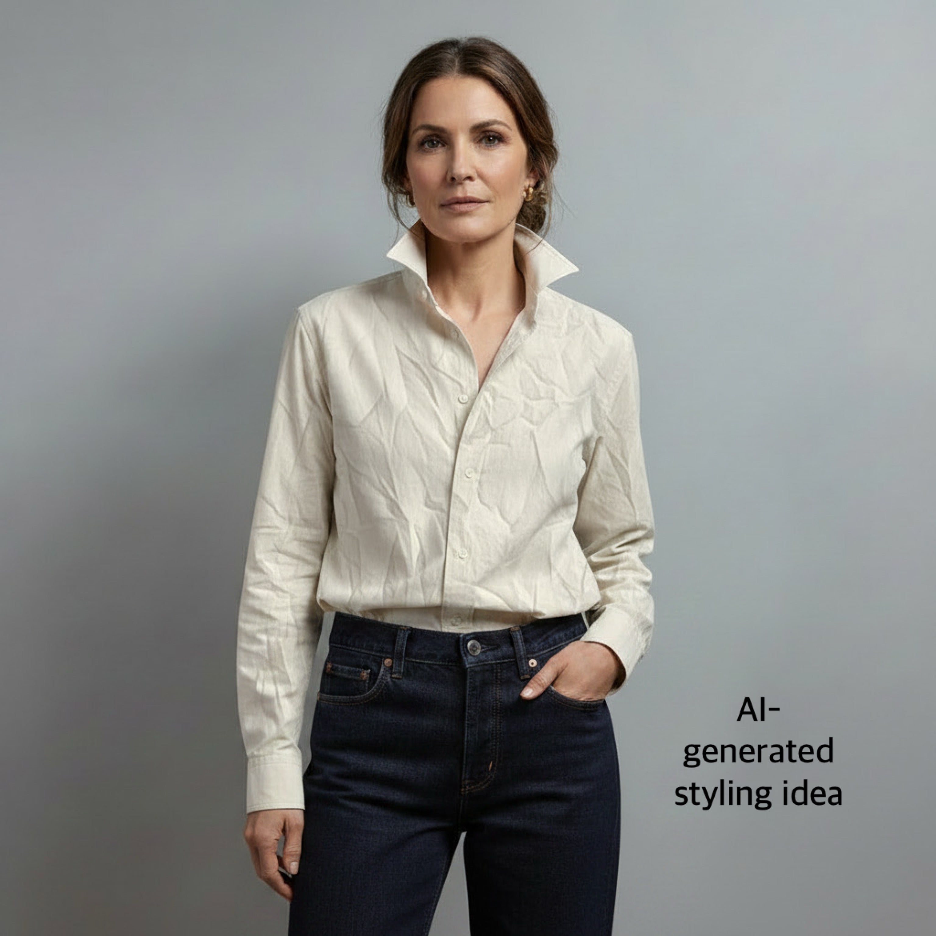 Frank & Eileen tan Sylvio blouse, size S