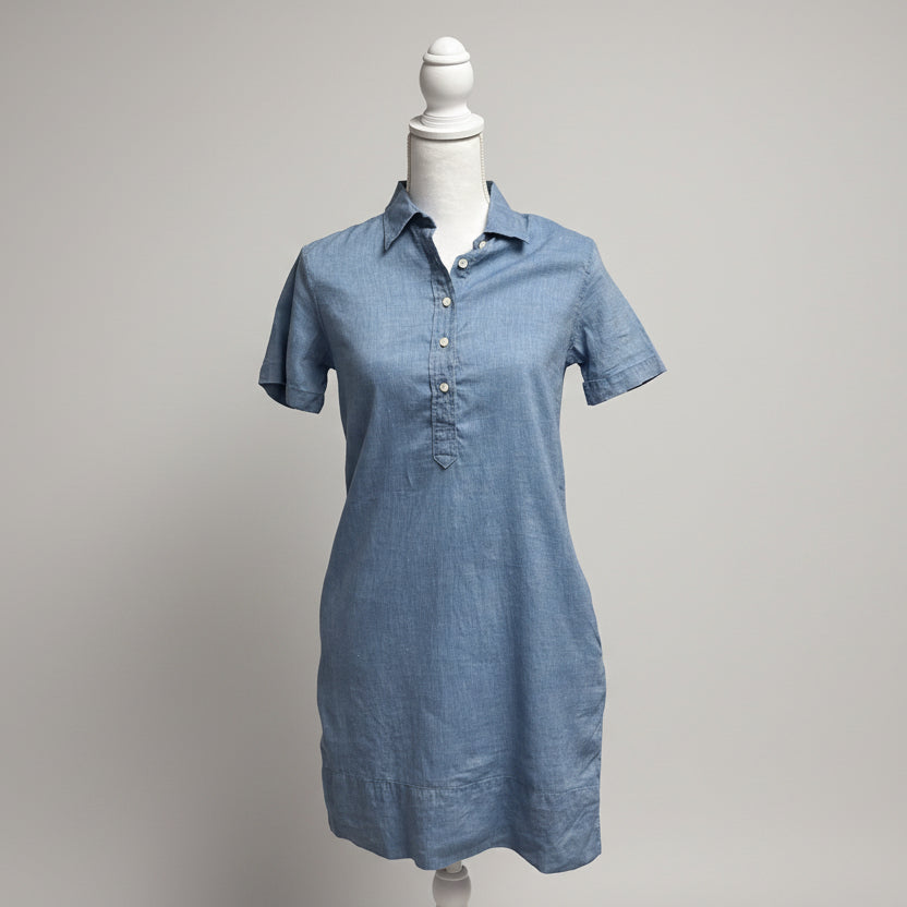 Ann Mashburn blue chambray popover dress, size XS