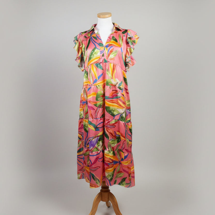 UmGee pink tropical floral dress, size S