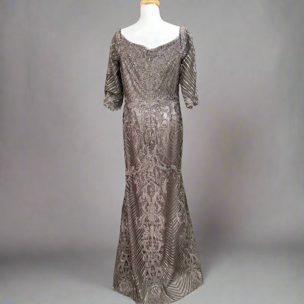 Cameron Blake smoke gray dress, size 12, NEW WITH TAGS!