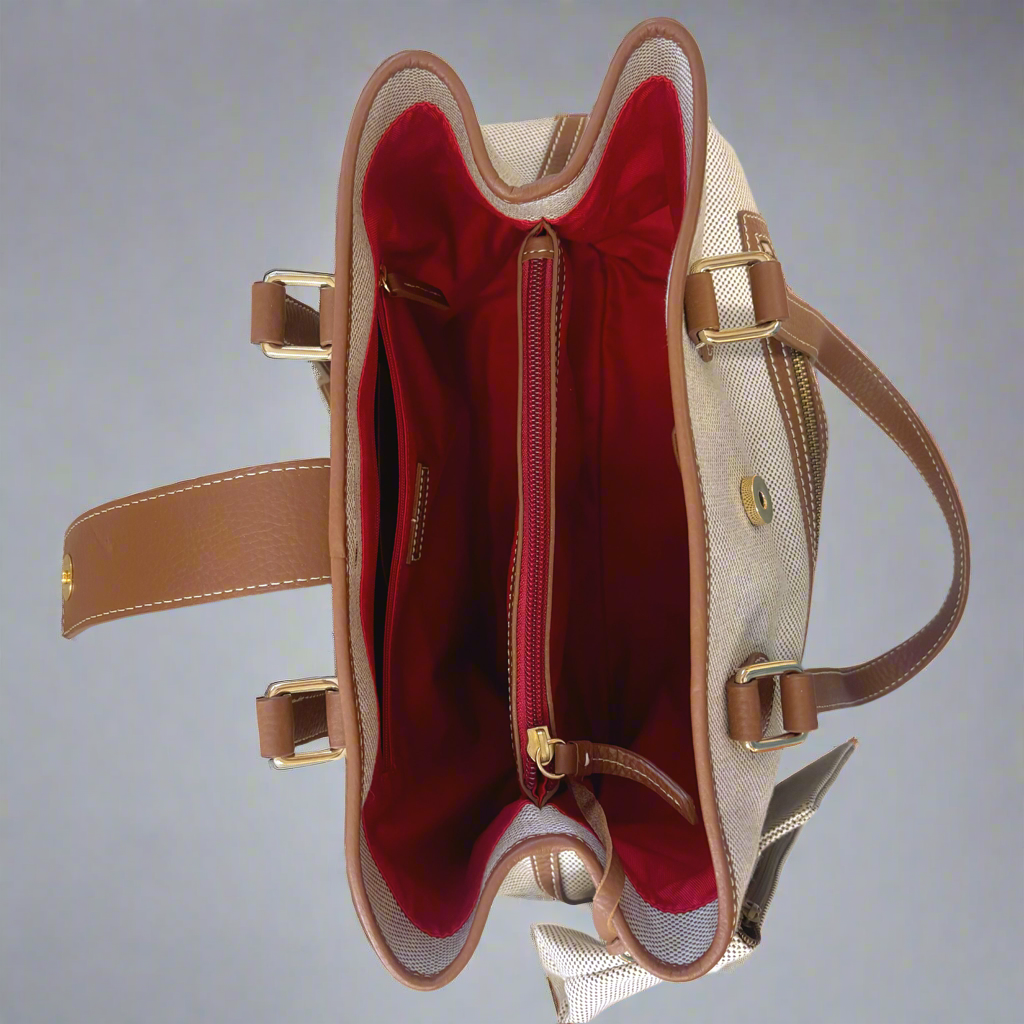 Dooney & Bourke cream and chestnut bag, NEW WITH TAGS!