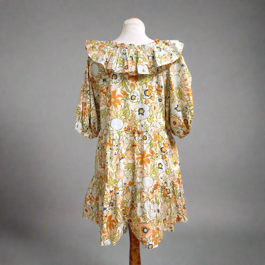 Cleobella peach floral Farrah dress, size M