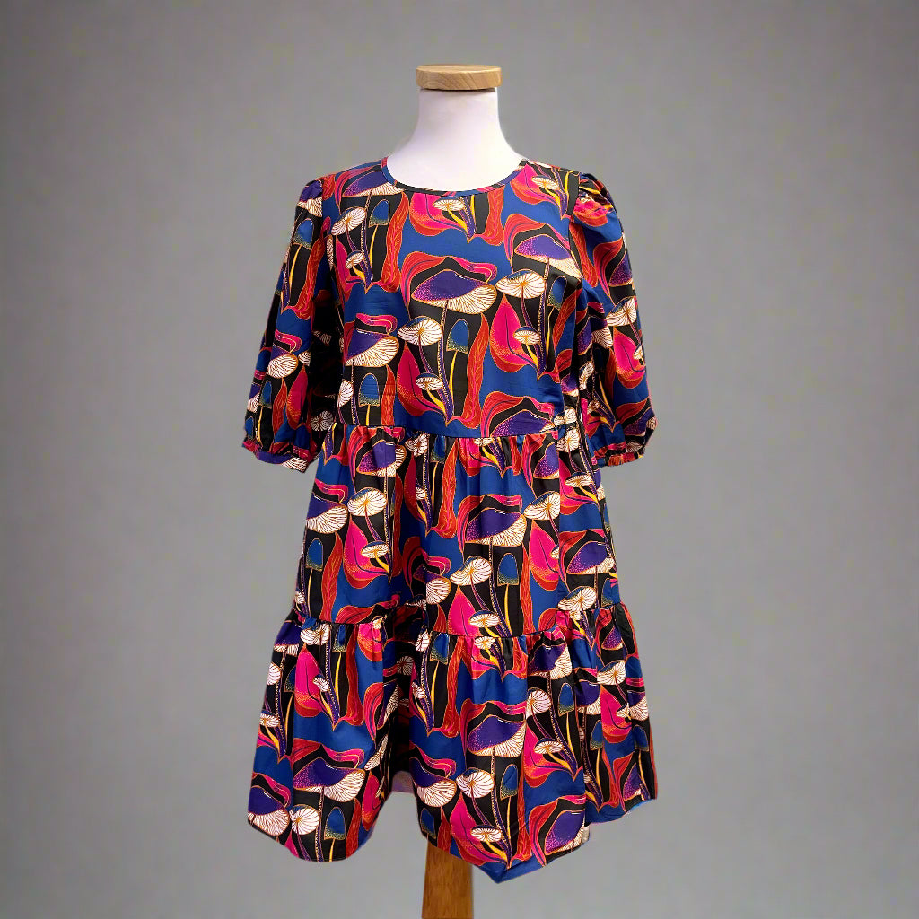 Farm Rio black Wild Mushrooms print dress, size S, NEW WITH TAGS!