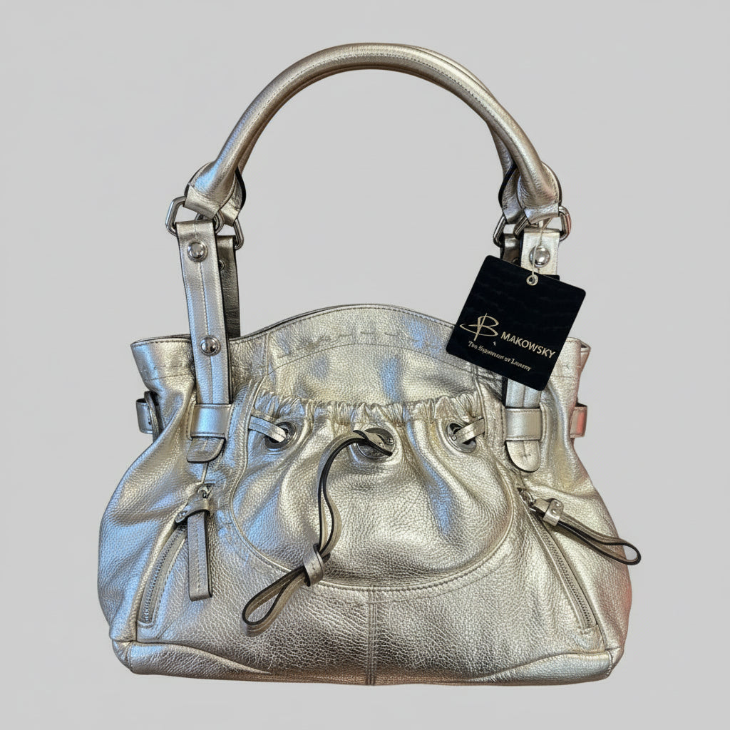 B. Makowsky gold leather bag, NEW WITH TAGS!