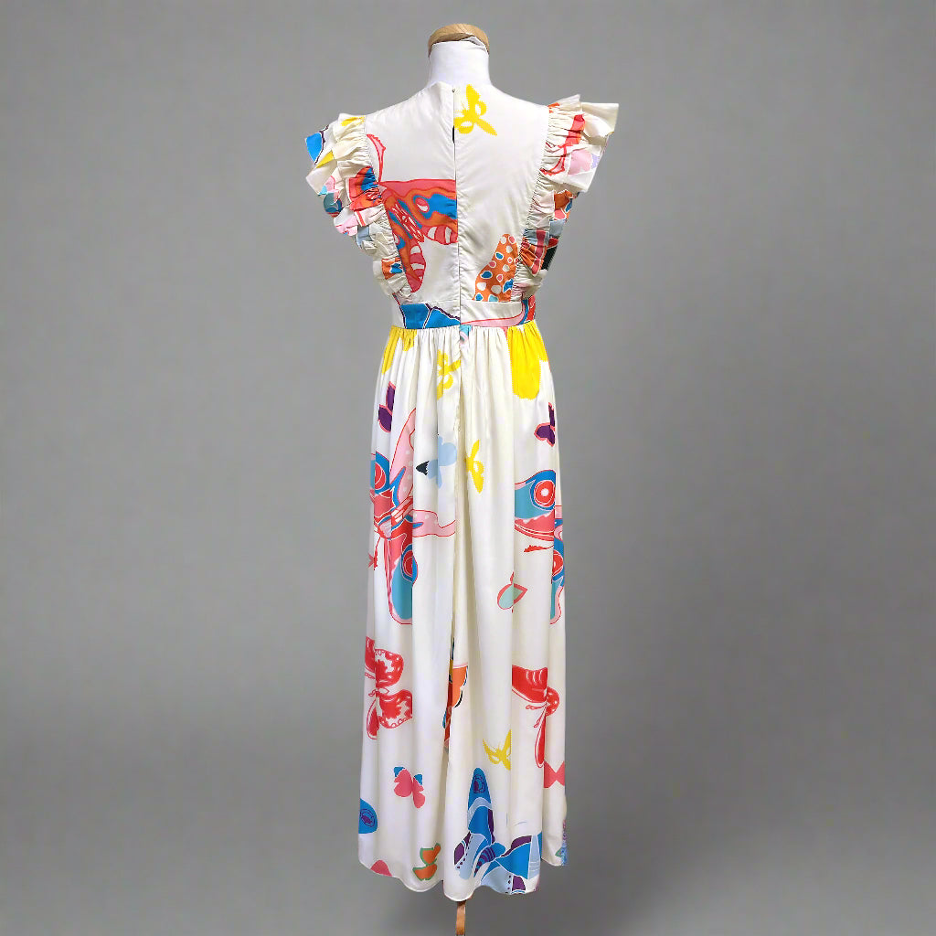 Sheridan French white butterfly print Stacey dress, size S