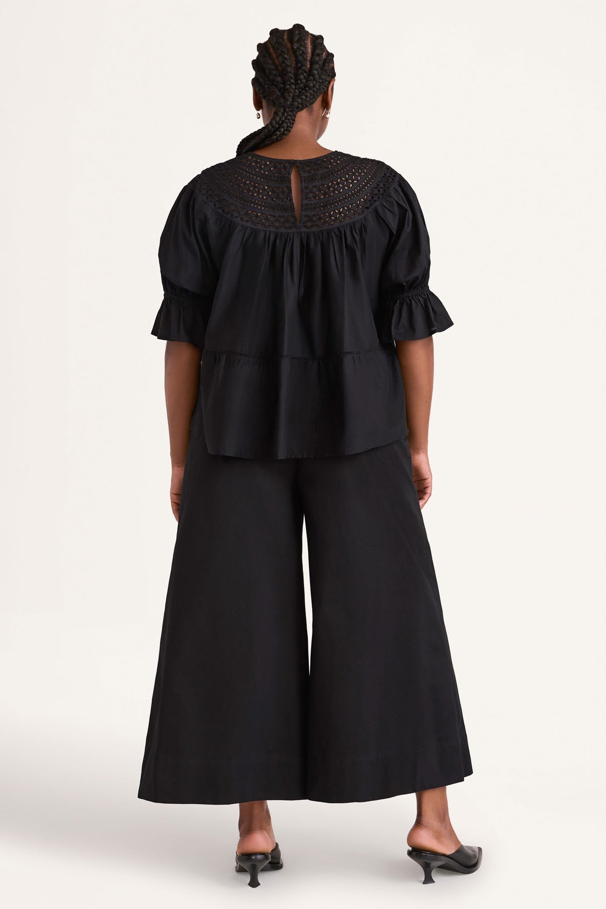 Merlette black smocked Paz blouse, size XS