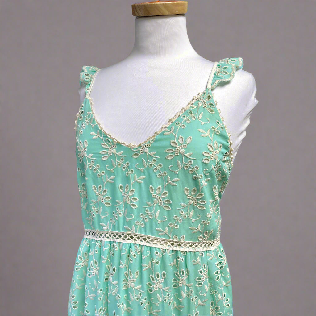 Miss June mint eyelet maxi dress, size XS