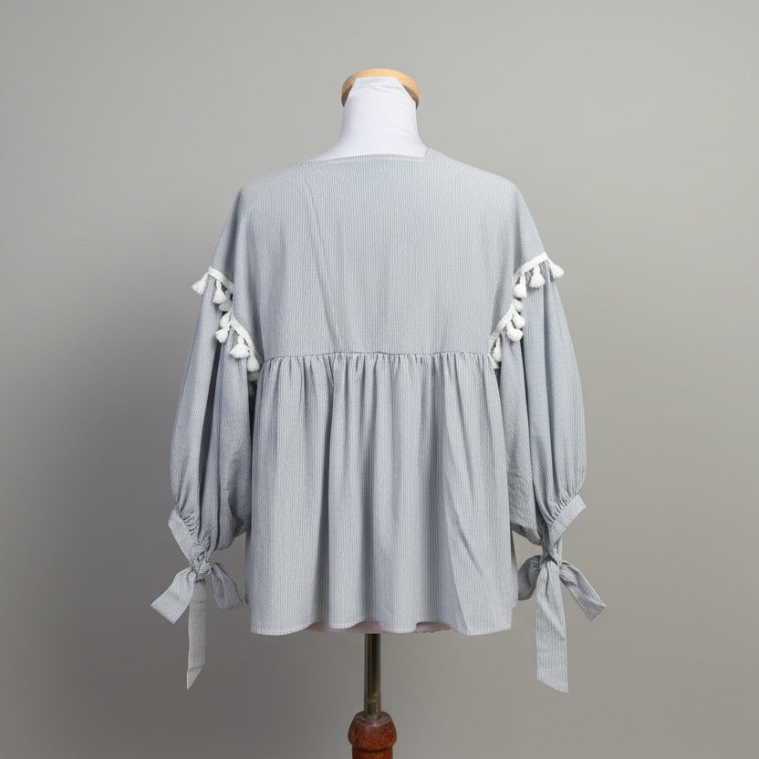 English Factory blue stripe blouse, size S