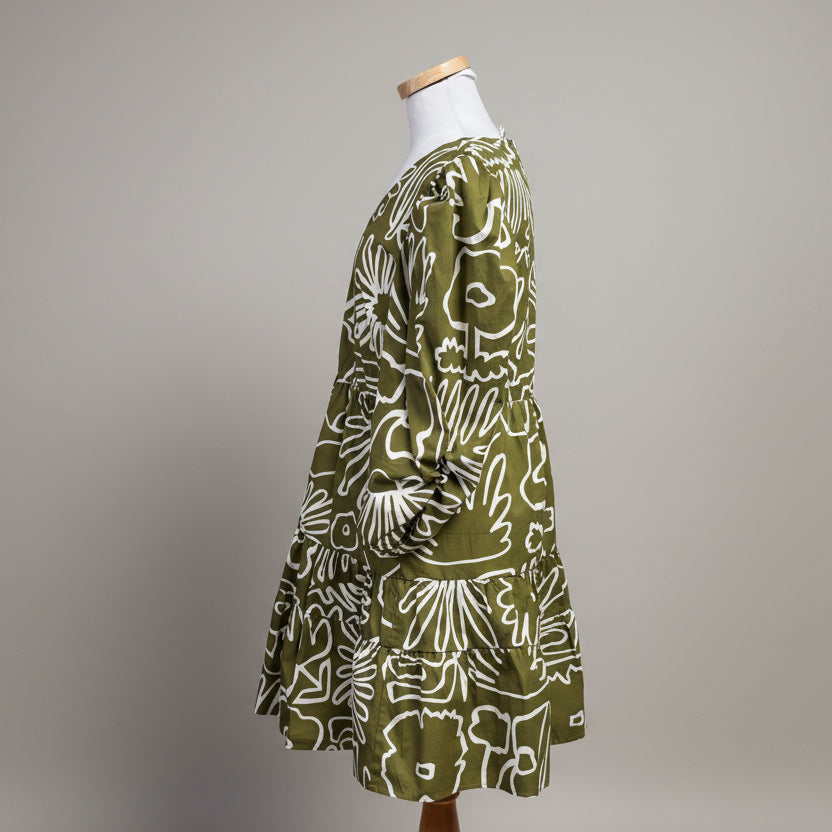 Crosby olive and white Bissie dress, size L