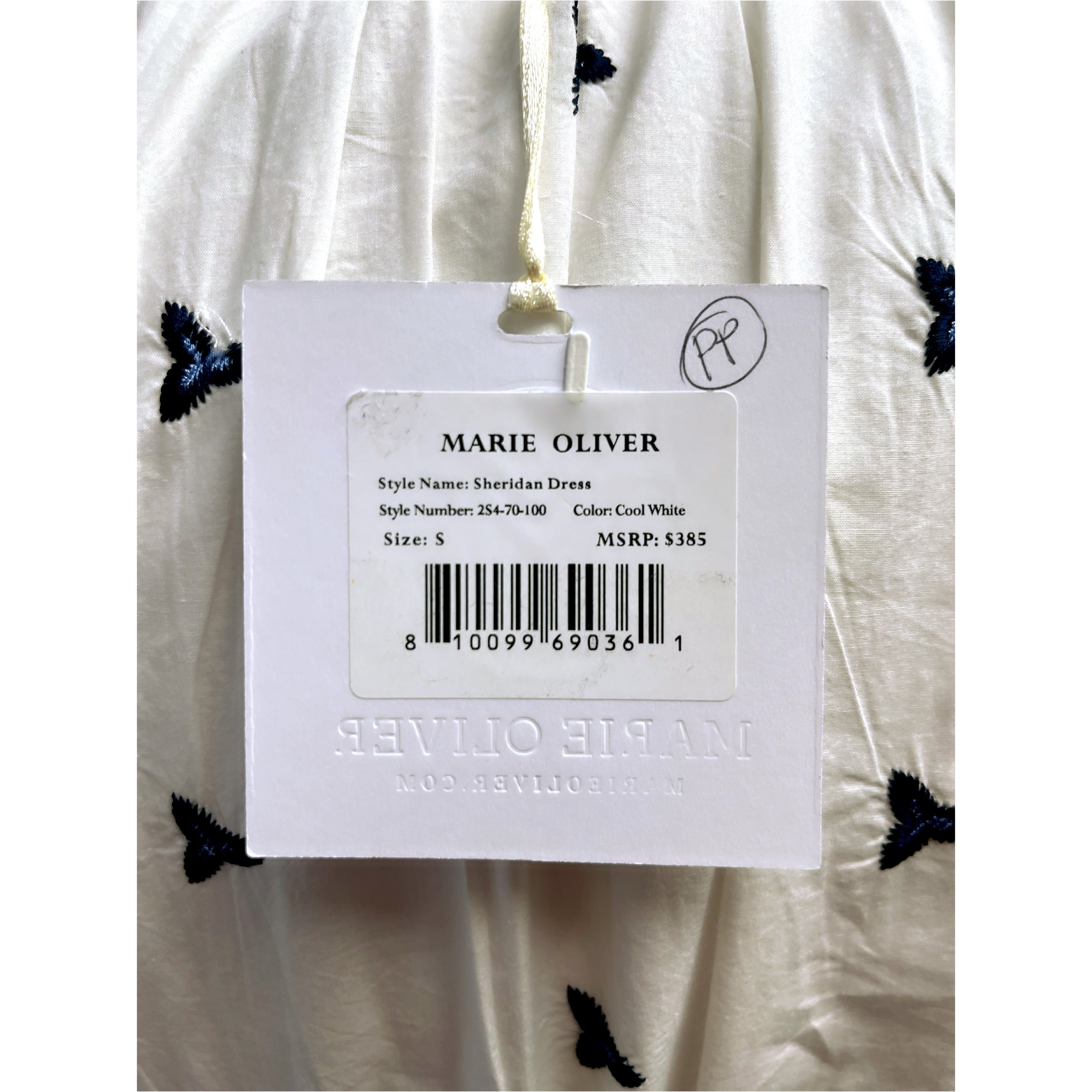 Marie Oliver white embroidered dress, size S, NEW WITH TAGS!