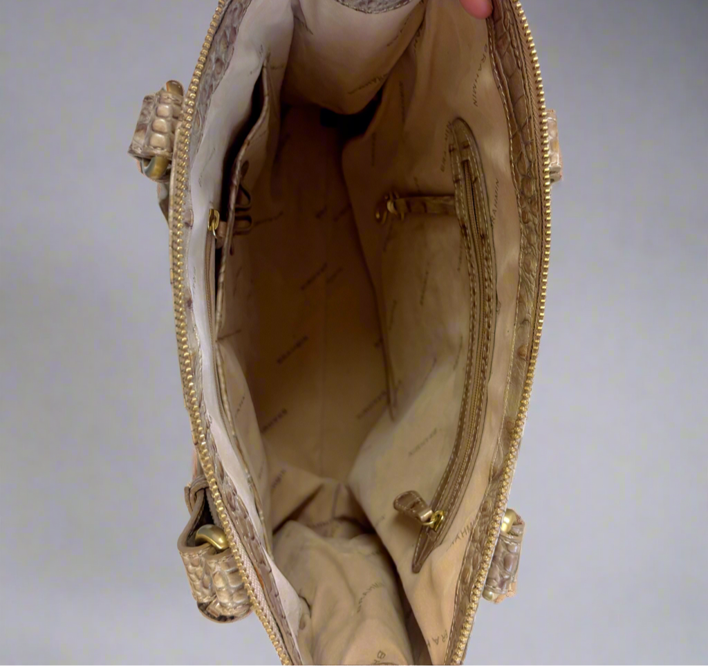 Brahmin tan croc-embossed Joan bag, LIKE NEW!