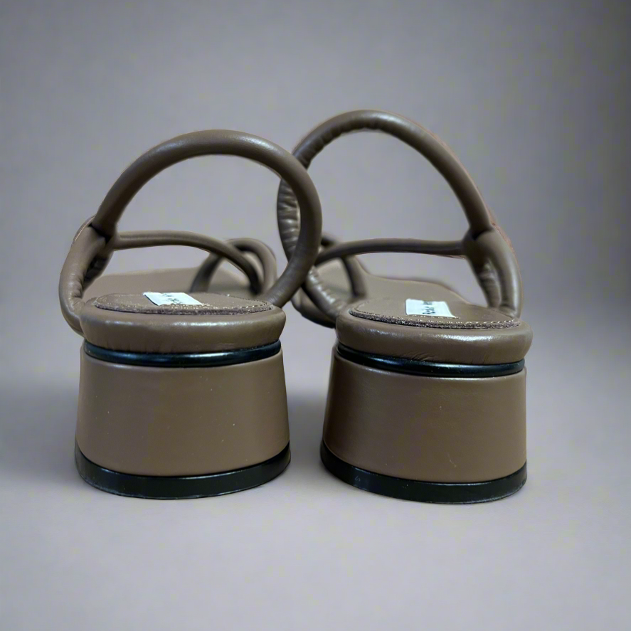 Reike Nen mocha leather Noodle sandals, size 39