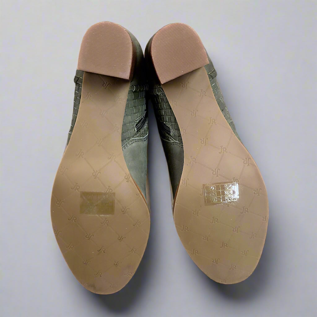 Jack Rogers olive suede Deborah boots, size 8, NEW IN BOX!