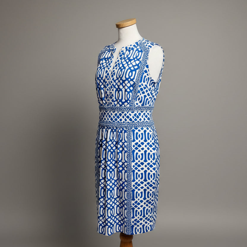 J. McLaughlin blue & white Lola dress, size L