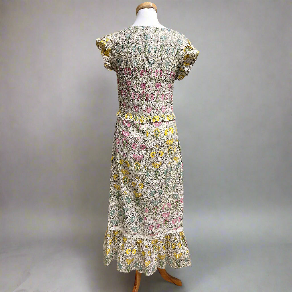 Anna Cate cream multi-color floral Blakely dress, size M