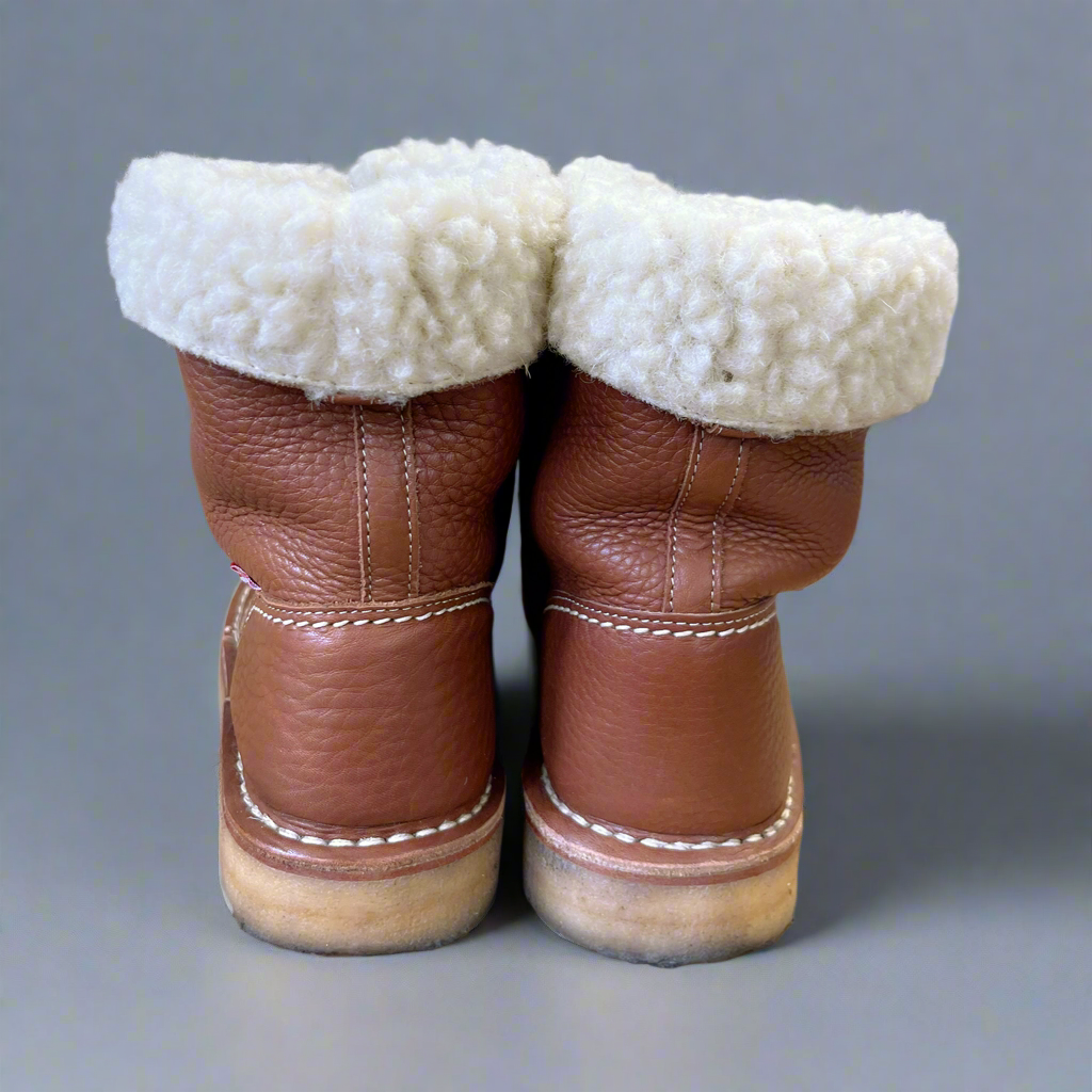 Duckfeet brown leather & shearling Arhus boots, size 7.5